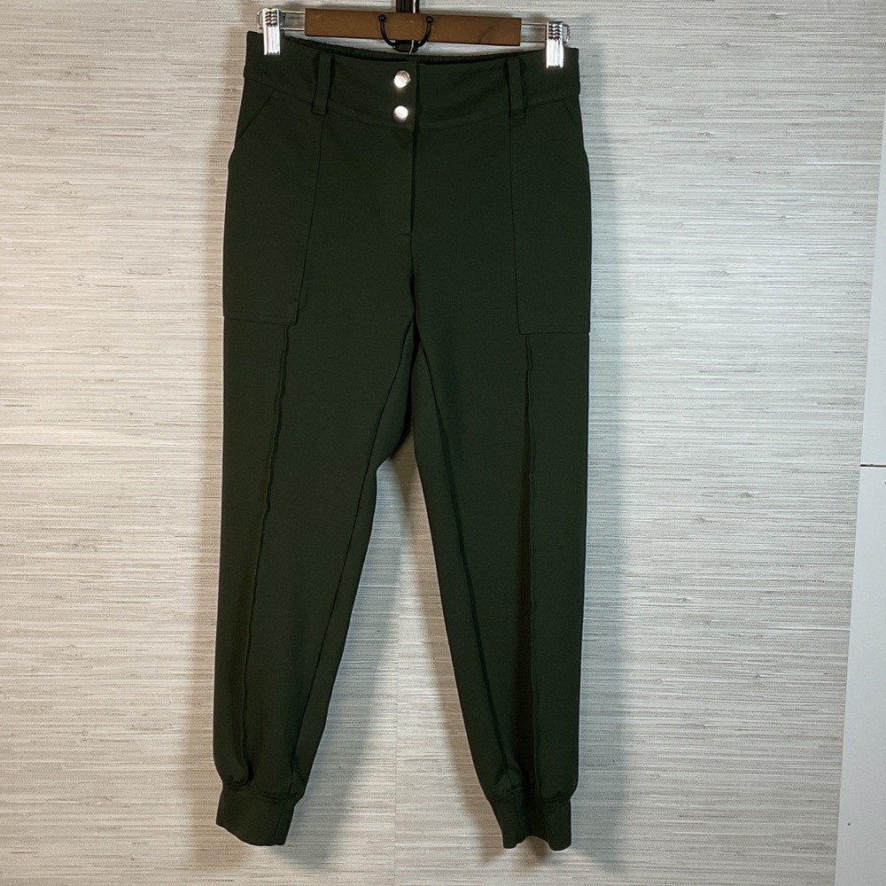 Derek Lam 10 Crosby Knit Front Seam Forest Green Jogger Pants Small